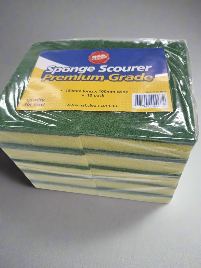 Sponge Scourer -  10 pack  (15cm x 10cm) - Sprint Cleaning Products