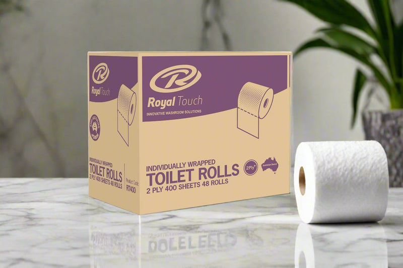 Toilet paper -  2 ply, 400 Sheet, 48 Rolls/Carton - Made in Australia