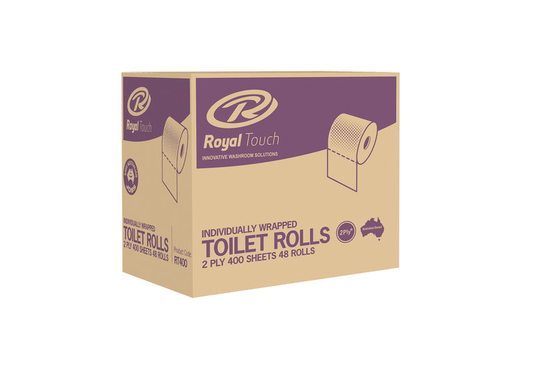 Toilet paper -  2 ply, 400 Sheet, 48 Rolls/Carton - Made in Australia