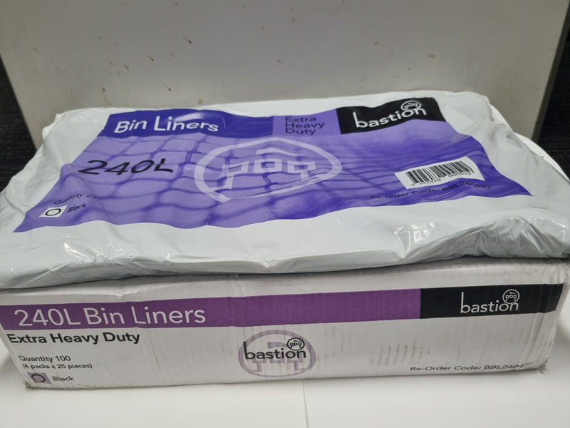 Bin Liner  240L  -  Extra Heavy Duty  (Carton/100 - 4 Packs of 25)