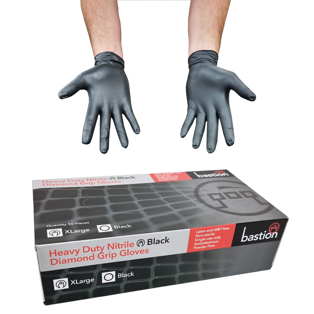 Buy Nitrile Black Diamond Grip Heavy Duty Gloves TGA Online Sprint