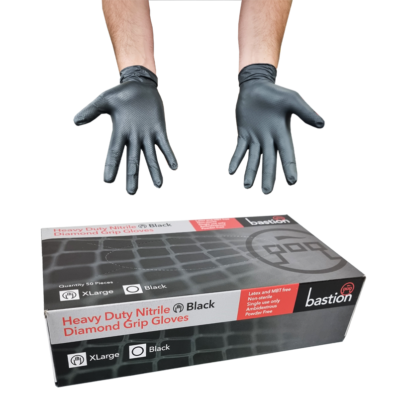 Nitrile Black Diamond Grip Heavy Duty Gloves TGA - Bastion