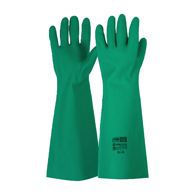 Nitrile Long Green Chemical Resistant Gloves 46cm Length - Sprint Cleaning Products