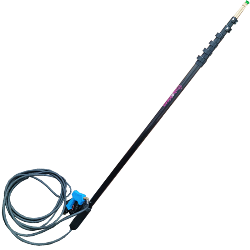 RoboPressure Carbon Fibre 35ft/10.52m Extendable High Pressure Telescopic Cleaning Pole With Gun - Sprint Cleaning Products